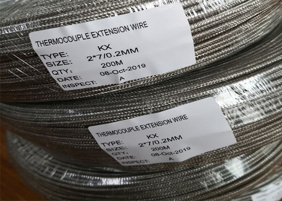 Bon prix 2x0,5 mm 2x0,6 mm 2x0,8 mm type E fil d'extension thermocouple métal bouclier en fibre de verre / PFA isolé en ligne
